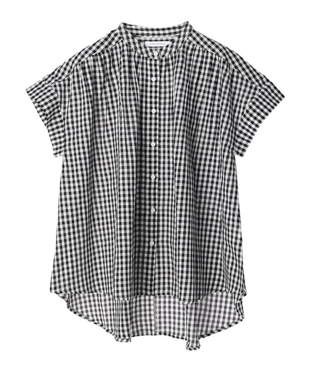 AMERICAN HOLIC フレンチスリーブバック切替シャツ Check Black