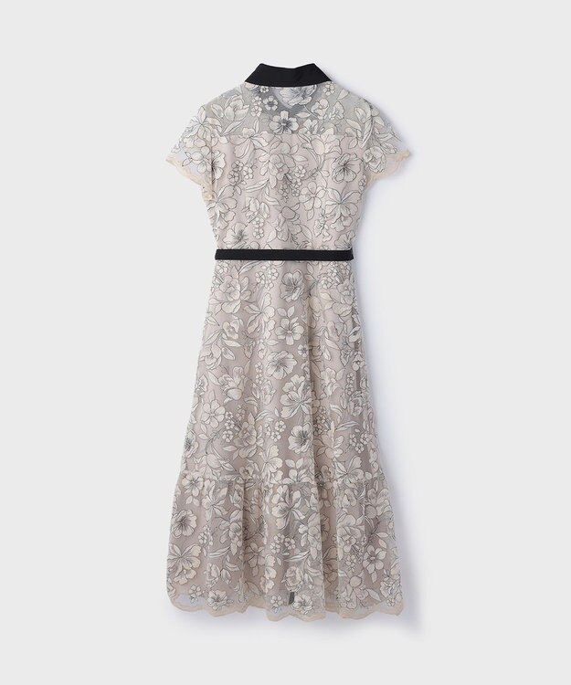 GRACE CONTINENTAL チュールフラワー刺繍ワンピース ベージュ