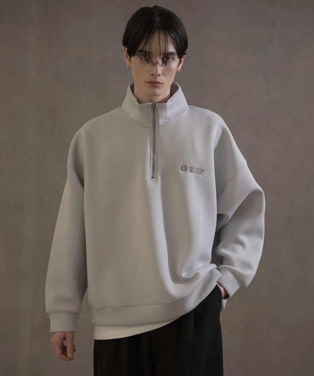 WEGO KEEPWARM　BIGハーフZIPプルオーバー ライトグレー