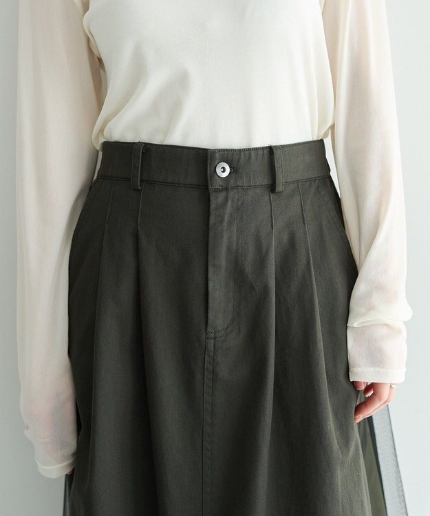 YECCA VECCA 異素材MIXロングスカート Khaki