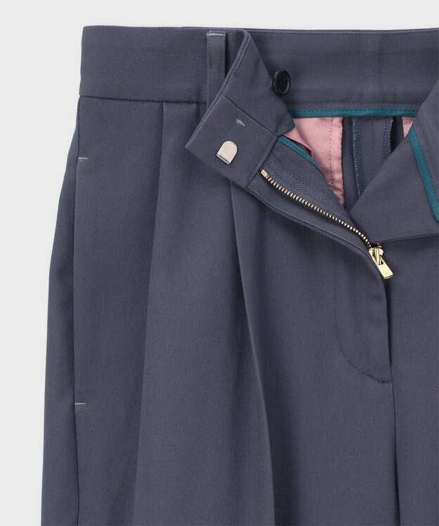 Paul Smith ウールライク ドレープ テーパードパンツ グレイッシュブルー