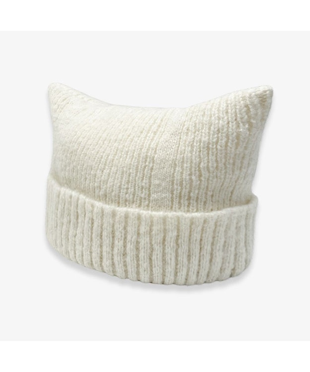 林八百吉商店 un chapeau  ネコ耳ニットワッチ アイボリー