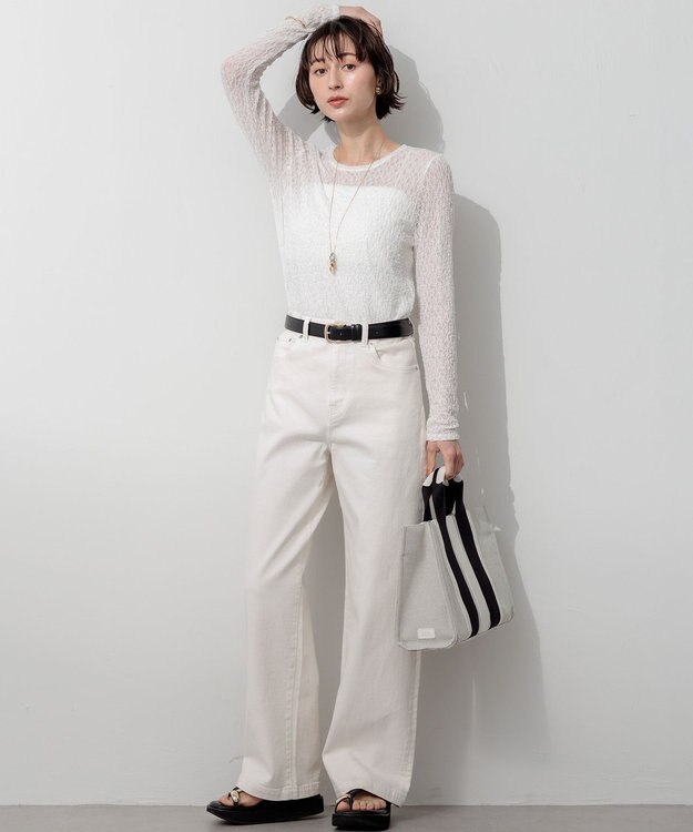 23区 L 【SLOW/一部店舗限定】リンクルレース シアー カットソー ホワイト系