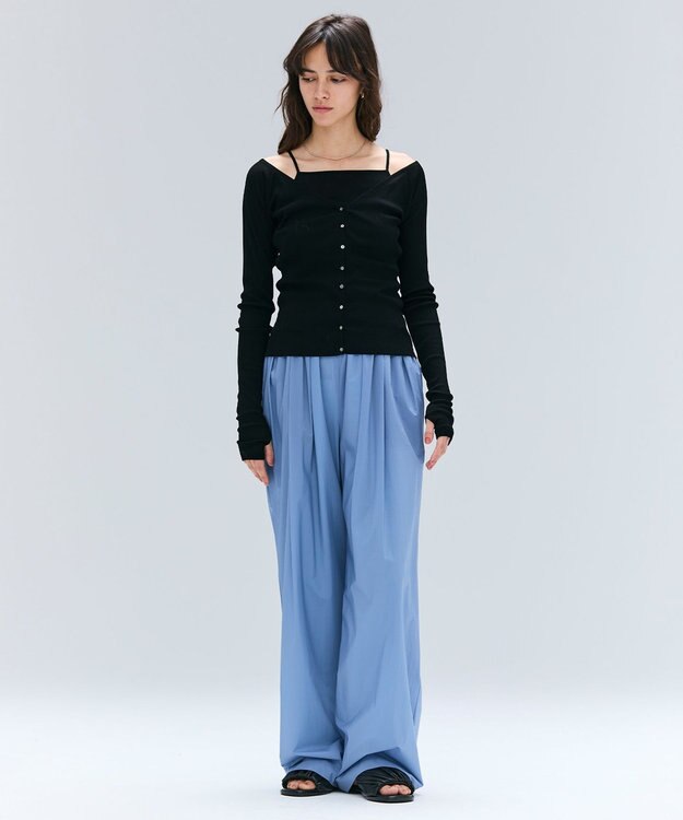 BEIGE， 【洗える・BAILA 10月号掲載】MARINO / 2WAYリブコンパクトカーディガン Black