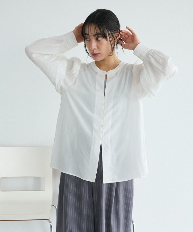 CRAFT STANDARD BOUTIQUE インド製 ボリュームスリーブブラウス White