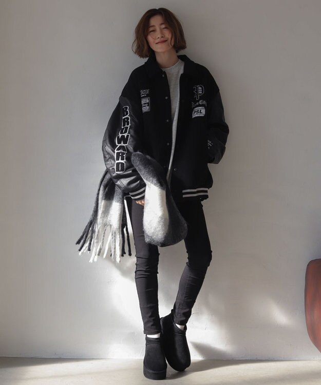 WEGO 【25年秋冬新作/ユニセックス着用ITEM/SMLサイズ展開】メルトンワッペンスタジャン ブラックその他