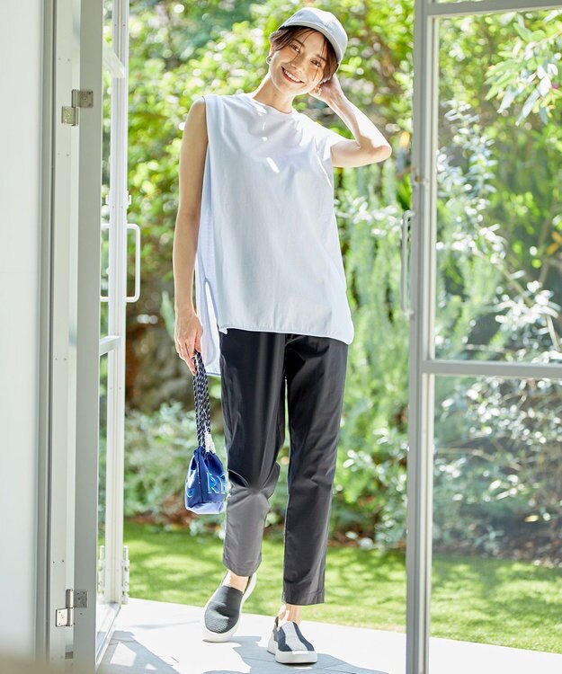 UNFILO 冷感UVケアノースリカットソー スカイブルー系