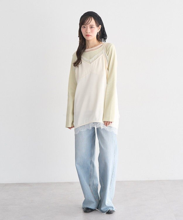 earth music&ecology マルチクロシェスカーフ Ivory