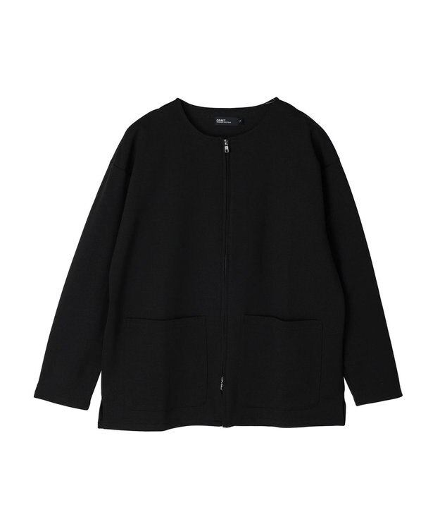 CRAFT STANDARD BOUTIQUE 強撚ポンチラウンドヘムカーディガン Black