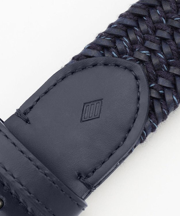 JOSEPH ABBOUD 【キングサイズ・イタリア素材・ストレッチ・日本製】レザーメランジストレッチベルト ネイビー系