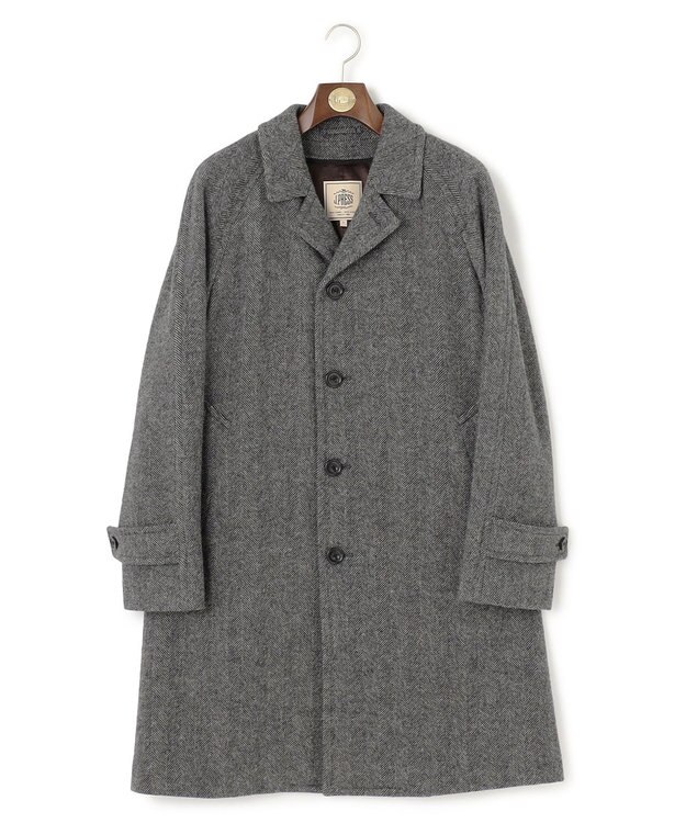 J.PRESS MEN 【JAPAN TWEED with REAL SHETLAND】ヘリンボーン バルカラーコート ブラック系2
