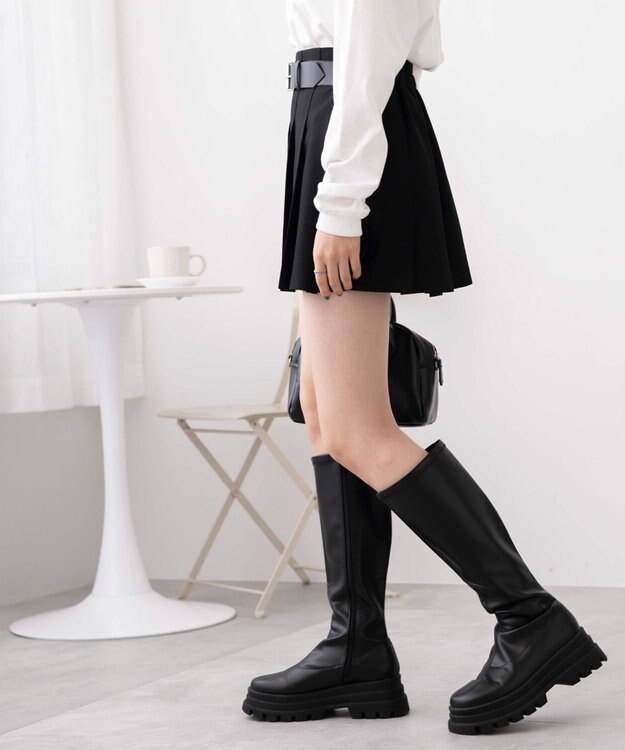 WEGO 【SCHOOL ITEM】バックル付プリーツスカパン ブラック