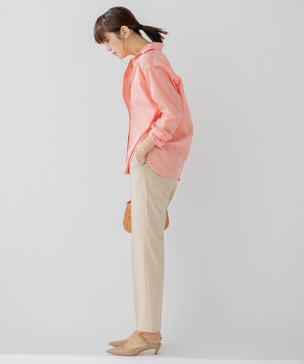 23区 L 【洗える】ストレッチツイル センタープレス パンツ ベージュ系