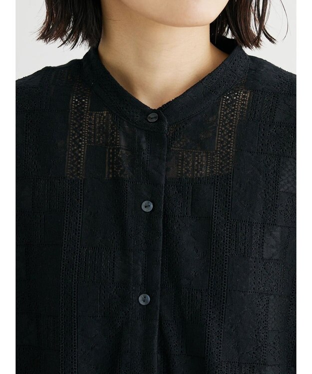 Green Parks 総レースシャツ Black