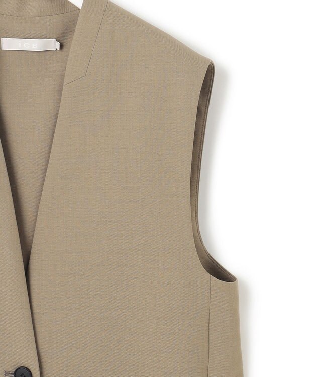 ICB 【洗える】ウール2WAYストレッチ ジレ フォーン系