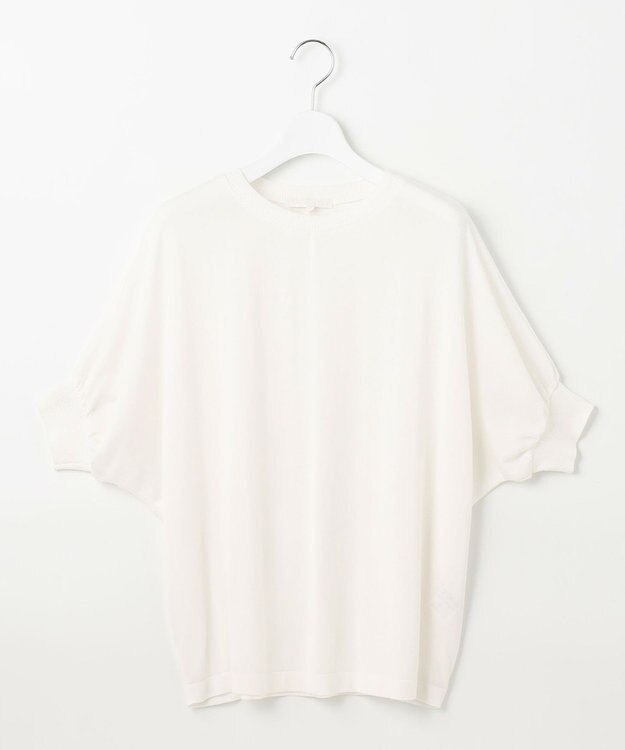 自由区 【カタログ掲載・接触冷感・UVケア・洗える】ドレーピードルマンスリーブ ニットソー オフホワイト