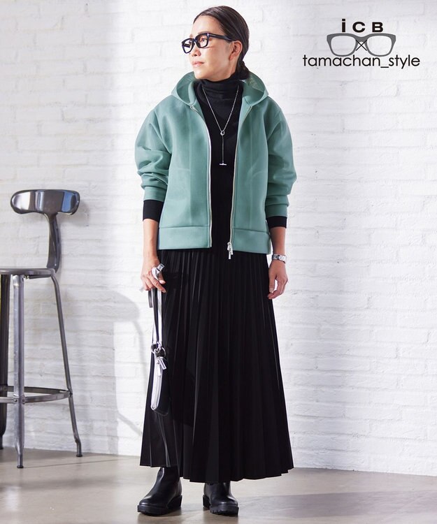 ICB L 【ICB×tamachan_style コラボ】　シアーパーカー スモーキーグリーン系