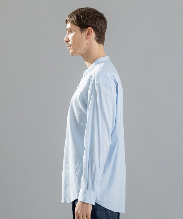 JOSEPH HOMME 【LEON 掲載】リネンストレッチブロード　バンドカラーシャツ スカイブルー系