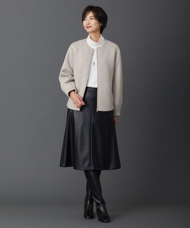 J.PRESS LADIES 【洗える】シンセティックマットleather スカート ブラック系