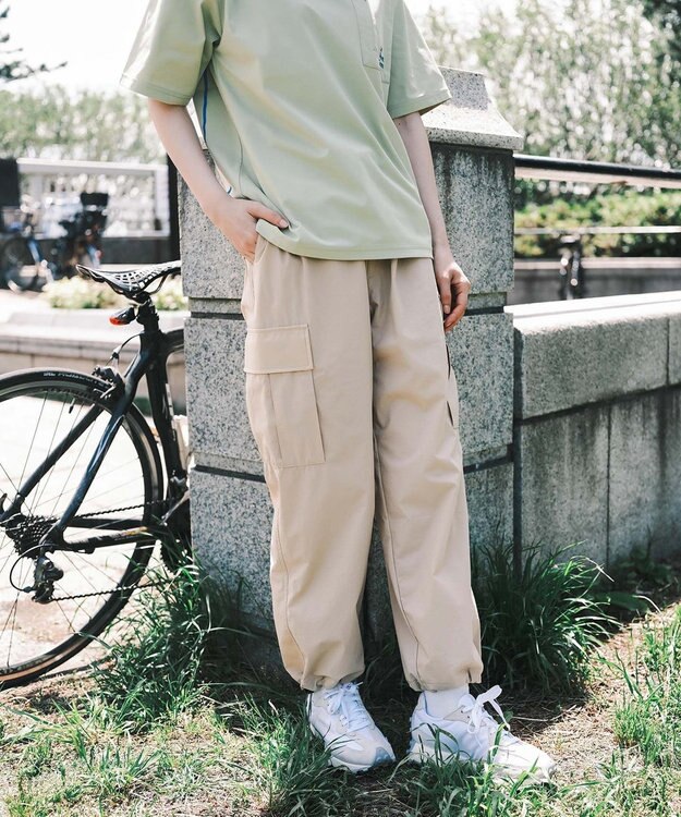 SHARE PARK LADIES 【撥水・UVカット・ストレッチ・軽量 】ナイロンカーゴパンツ（Mサイズ） ベージュ系