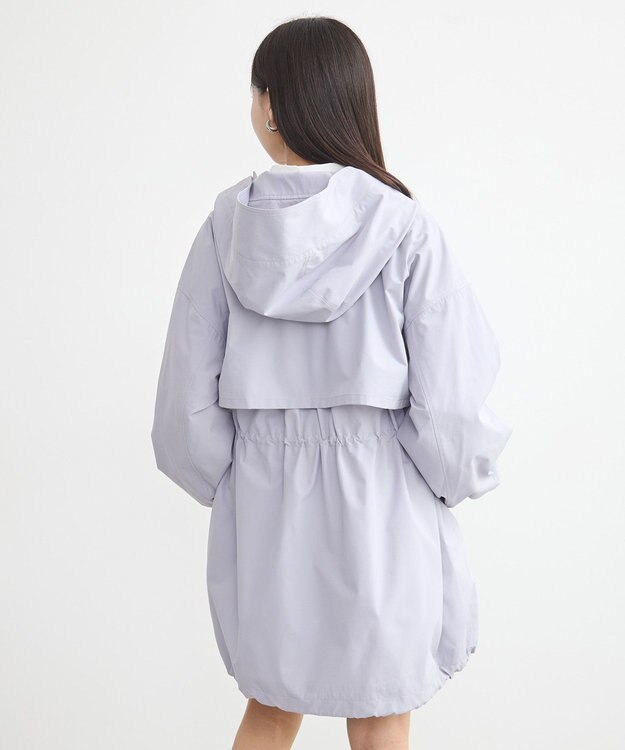 earth music&ecology ドロストミドル丈パーカー グレイッシュブルー