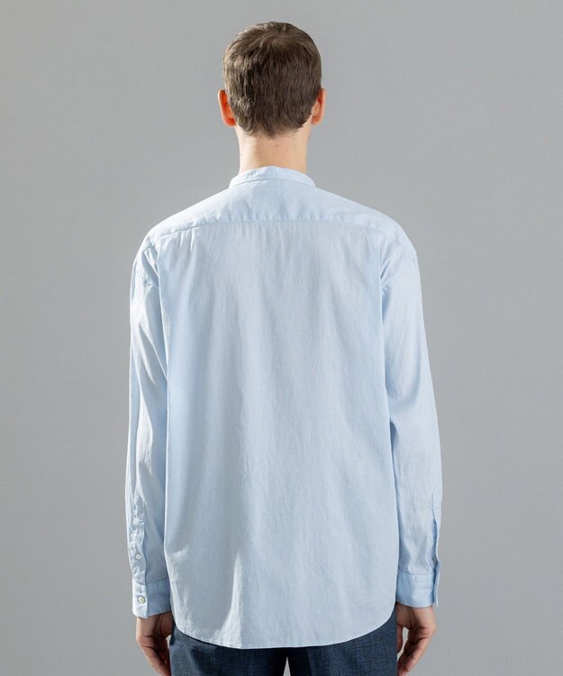 JOSEPH HOMME 【LEON 掲載】リネンストレッチブロード　バンドカラーシャツ スカイブルー系
