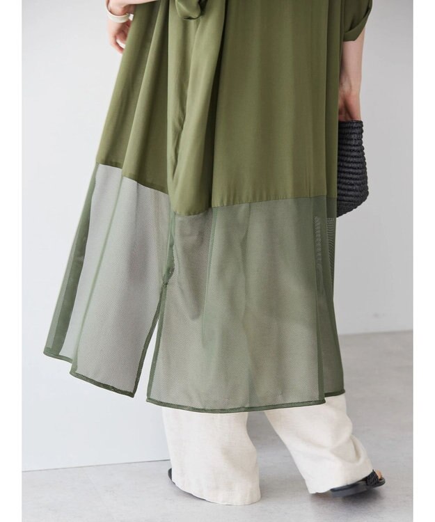 AMERICAN HOLIC サラックールメッシュ切替ワンピース Khaki