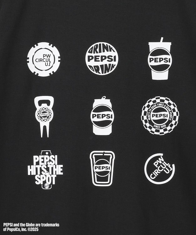 PW CIRCULUS 〈Pepsiコラボ〉【UNISEX】Pepsi 9-LOGO モックネックT ブラック系