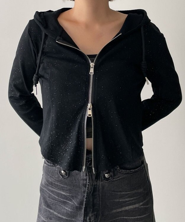 WEGO カーブヘムダブルZIPパーカー ブラック