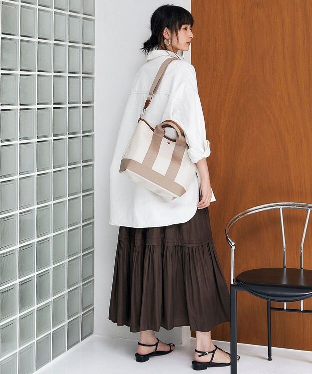 TOPKAPI 【Breath TOPKAPI】スコッチグレイン ネオレザー トート バッグ ショルダー付き M ペールベージュ