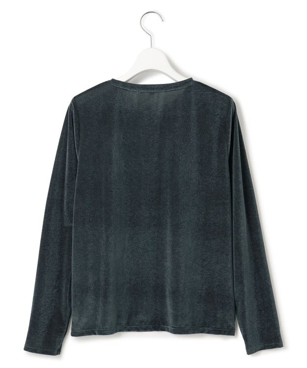 23区 【洗える】シアーベロア ロングスリーブ Tシャツ ダークグリーン系