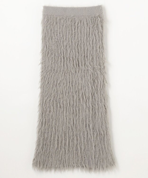 NAVE 【ReNAVE・洗える】メルティーシャギーニット スカート ライトグレー系