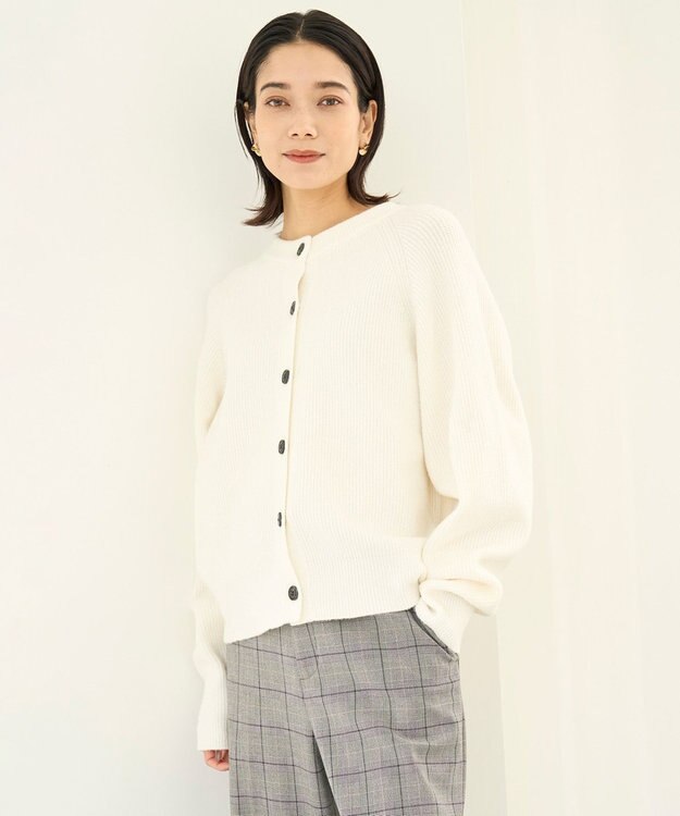 UNFILO 【洗える】ふわふわニット 2WAYクルーカーディガン オフ