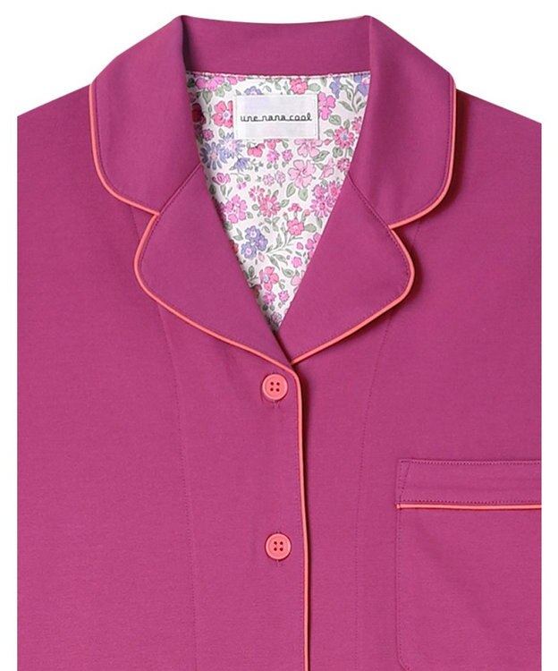 une nana cool 【綿100%】60/2 やわらか天竺 半袖開襟パジャマ MADE WITH LIBERTY FABRIC マジェンタ