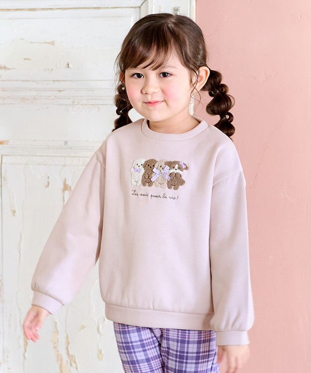 ANY KIDS 裏シャギーアニマルトレーナー ミルクティー（イヌ）