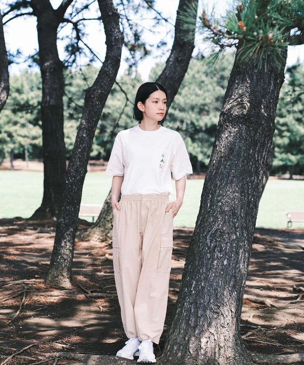 SHARE PARK LADIES 【撥水・UVカット・ストレッチ・軽量 】ナイロンカーゴパンツ（Mサイズ） ベージュ系