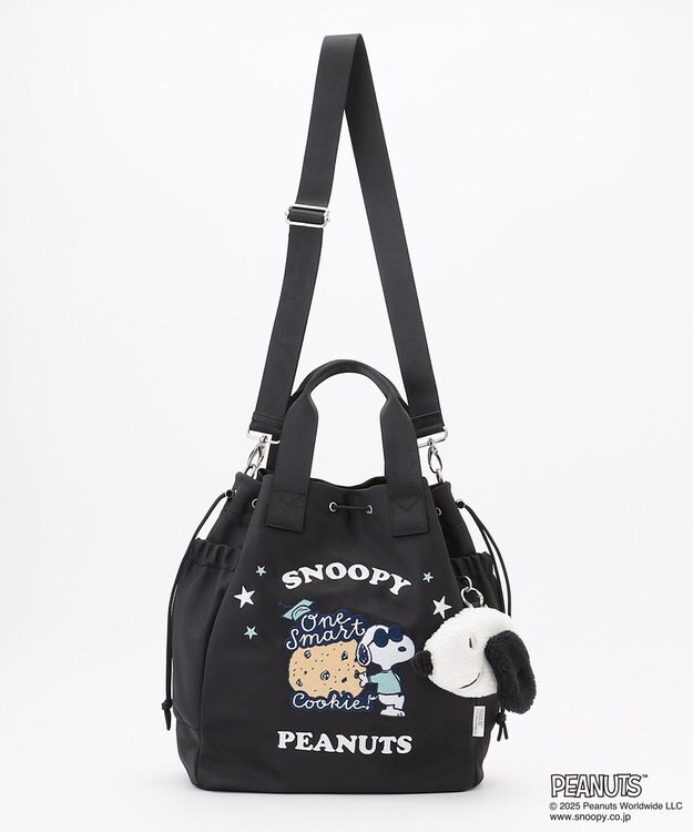 Y'SACCS SNOOPYデザイン 2way巾着トート(クッキー） ブラック