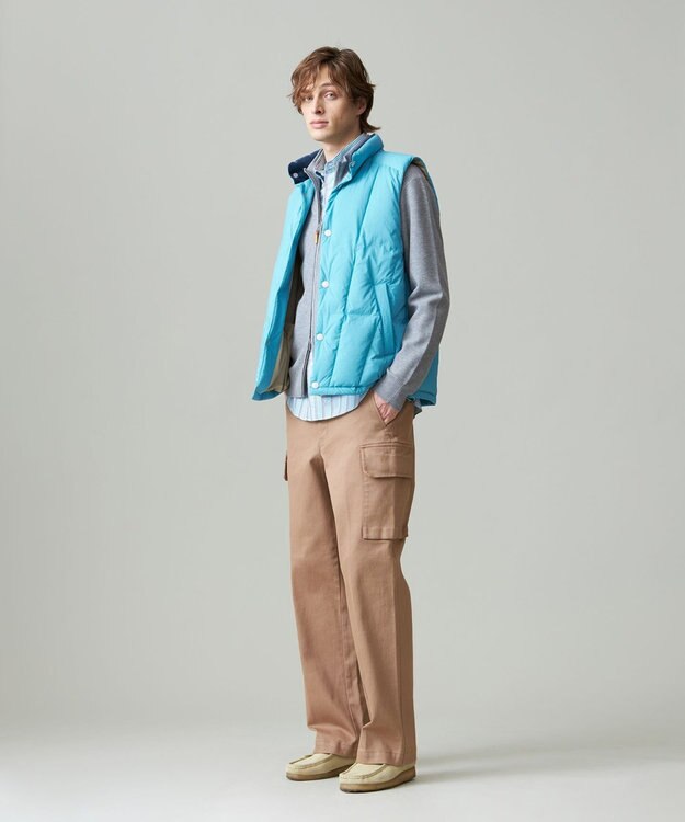 J.PRESS MEN ナイロンワッシャータフタ ダウンベスト スカイブルー系