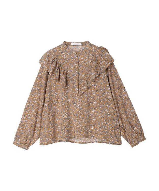 AMERICAN HOLIC アソートプリントフリルブラウス Camel