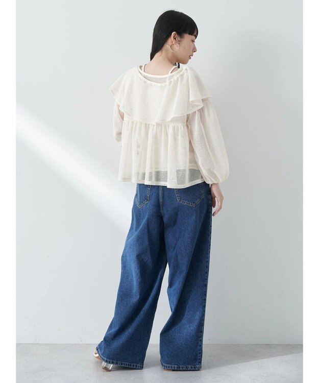 earth music&ecology マルチｗａｙカラーメッシュブラウス Ivory