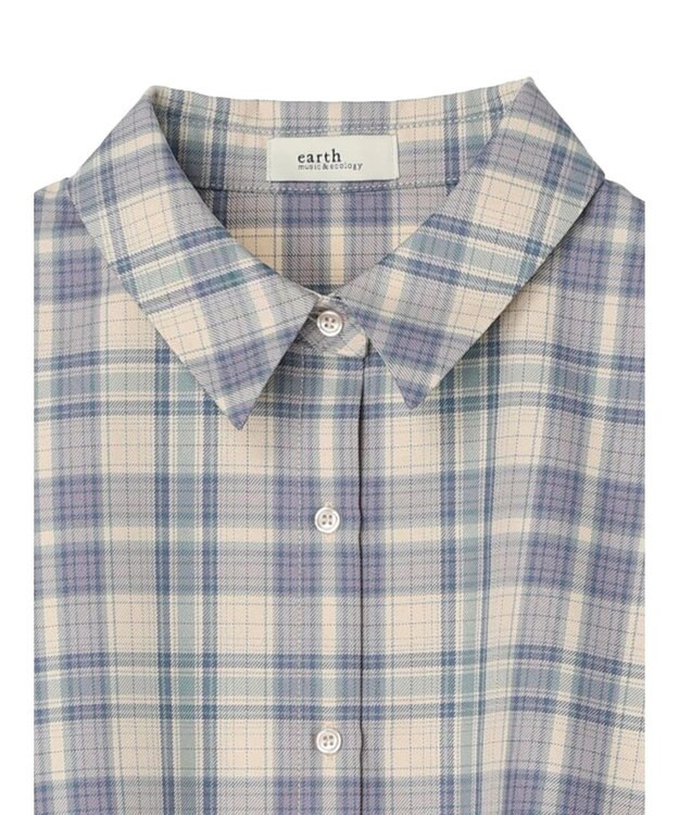 earth music&ecology ＣＨＥＣＫショートシャツジャケット Check Blue