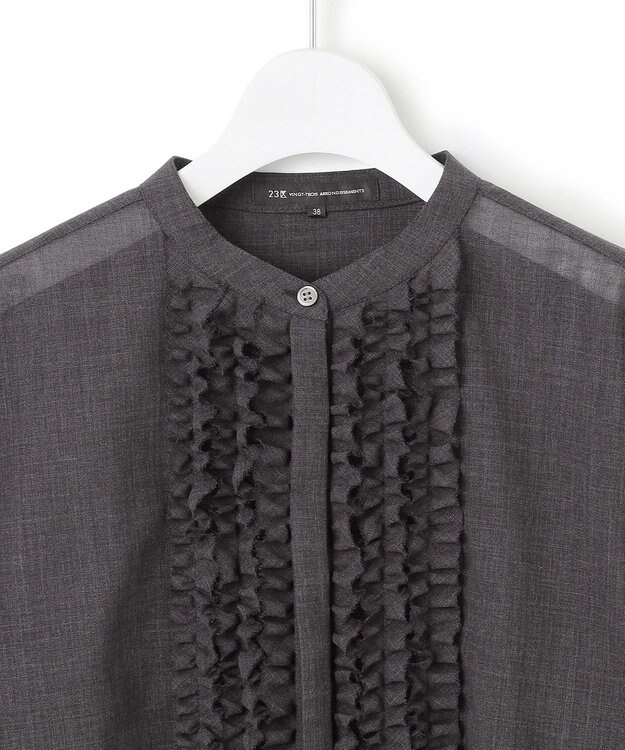 23区 L 【VERY11月号掲載/洗える】TWボイル フリルディテール ブラウス グレー系