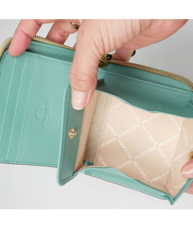 PELLE BORSA L字ファスナーミニ財布 Fine Goods フィーネグッズ 5444 レタスグリーン