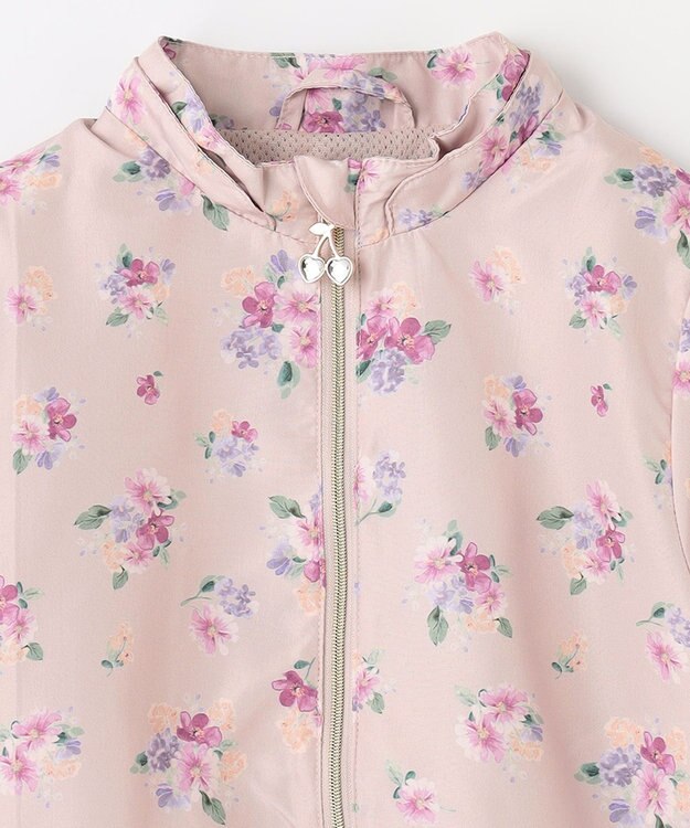 ANY KIDS フード取り外し 総柄 ブルゾン ピンク系花柄