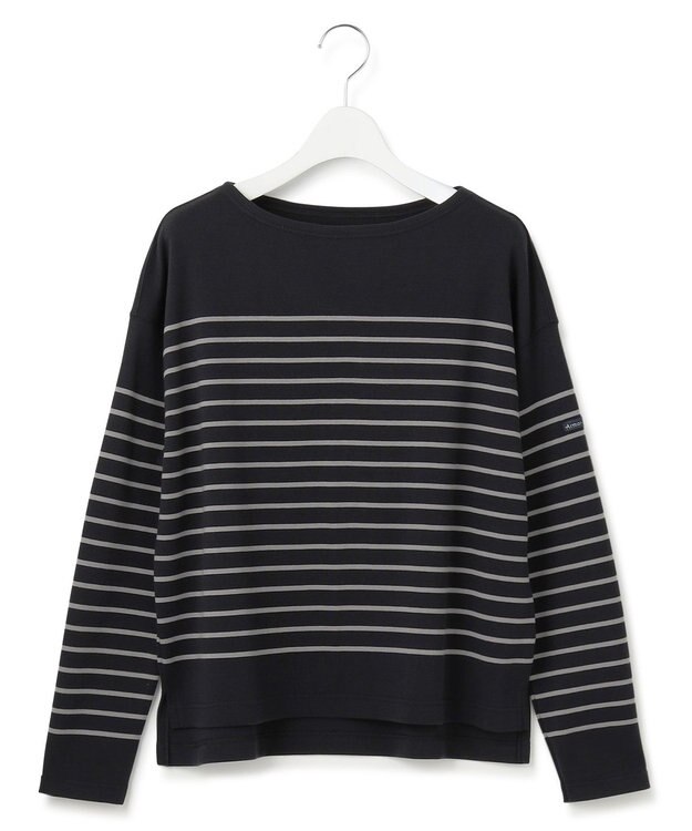 23区 S 【洗える】Armor-lux クロップドボーダー カットソー ブラック×モカ