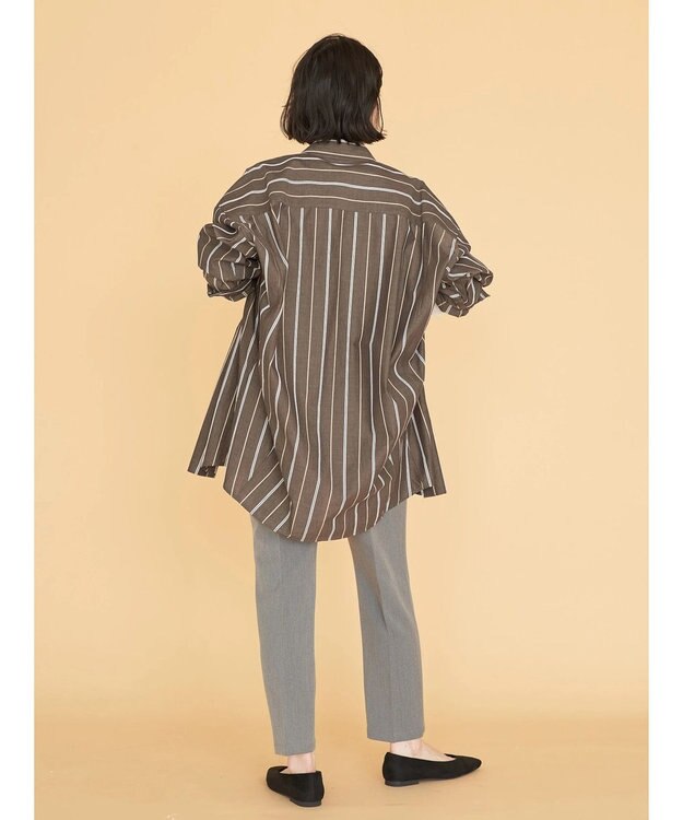 AMERICAN HOLIC ドビーストライプシャツチュニック Stripe Brown