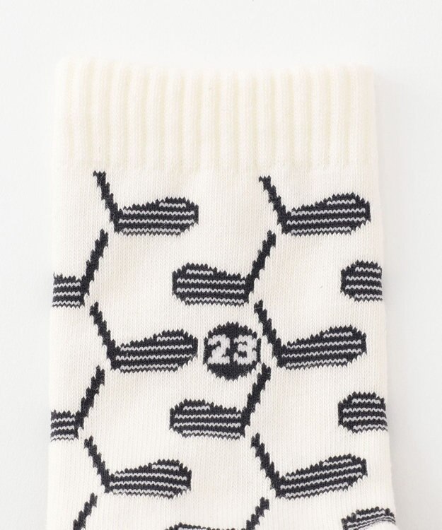 23区GOLF 【MEN】クラブ柄 ハーフソックス ホワイト系5