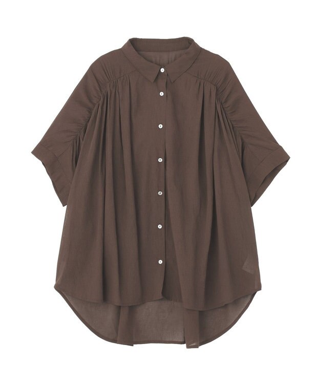 YECCA VECCA 【ドライタッチ】シアーバックギャザーシャツ Brown