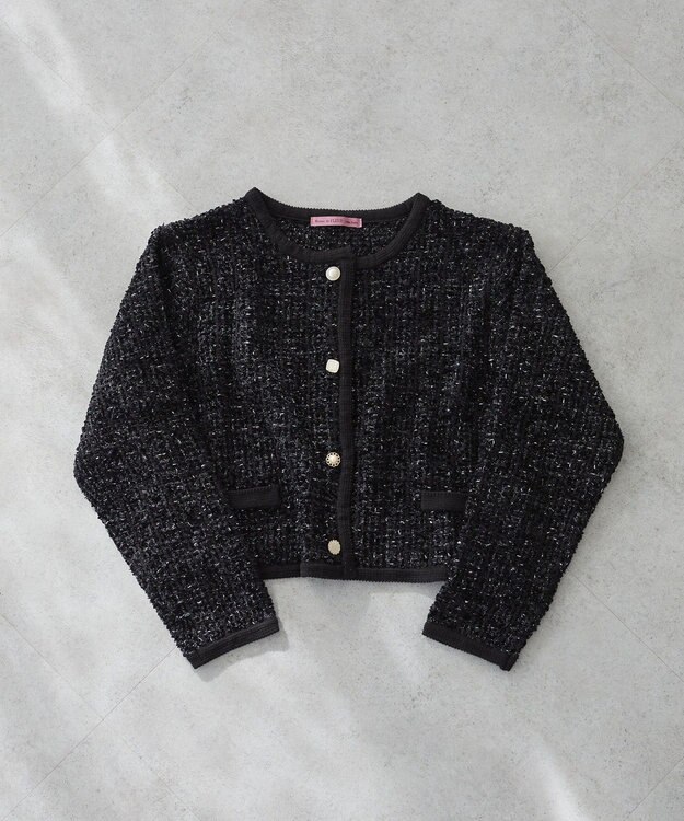 Maison de FLEUR ツイードニットカーディガン Black