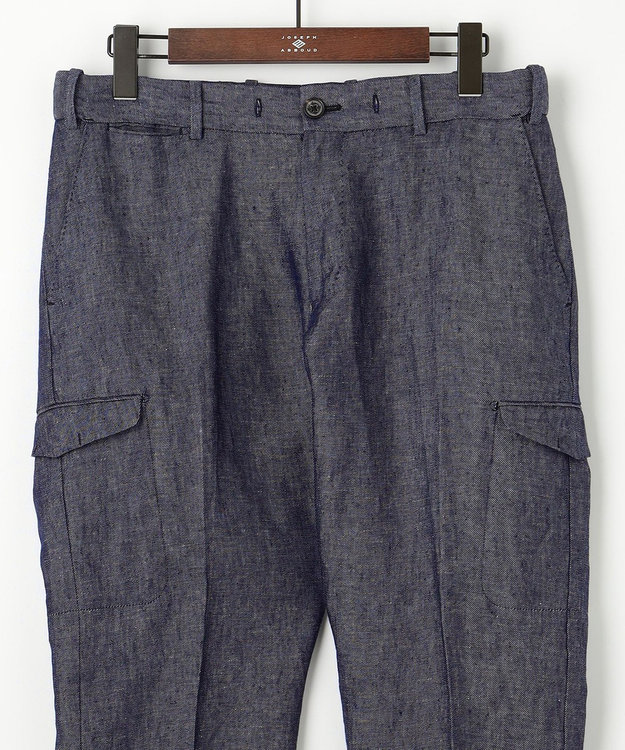 JOSEPH ABBOUD 【ウエストも伸びる！/JAPANファブリック/イージーパンツ/清涼/セットアップ】リネンデニム パンツ ネイビー系